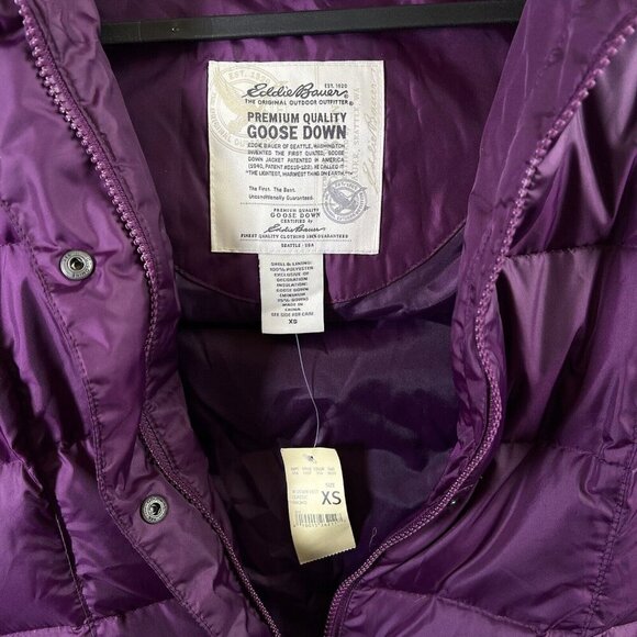 Eddie Bauer NWT Premium Quality Goose Down Vest Women's XS Purple Puffer - Picture 11 of 14